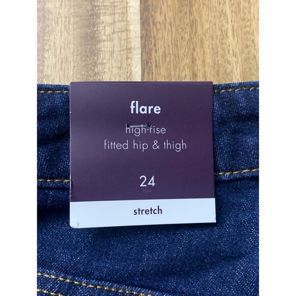 Ava & Viv Womens High Rise Dark Blue Denim Jeans Flare Stretch Plus Size 24 - Picture 11 of 14